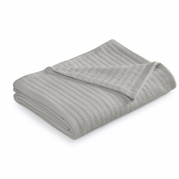 Charter Club Damask Designs Striped 100% Cotton Bed Blanket - KING - Gray - Picture 1 of 3